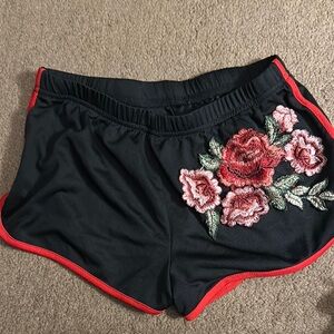 Black and Red Women's Athletic Shorts